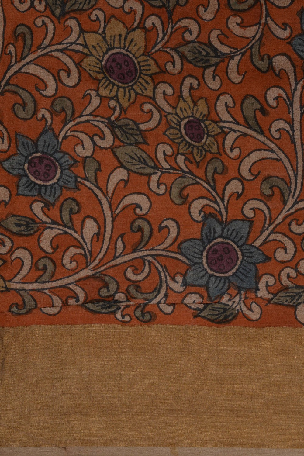 Image of Kalamkari Hand-Painted Saree